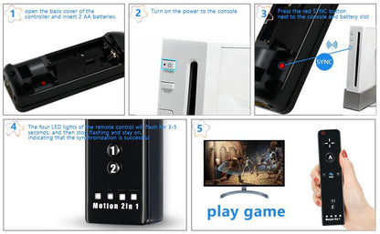 2 in 1 For Nintendo Wii Controller Set Optional Motion Plus Joystick Wireless Remote Gamepad with Silicone Case Video Game