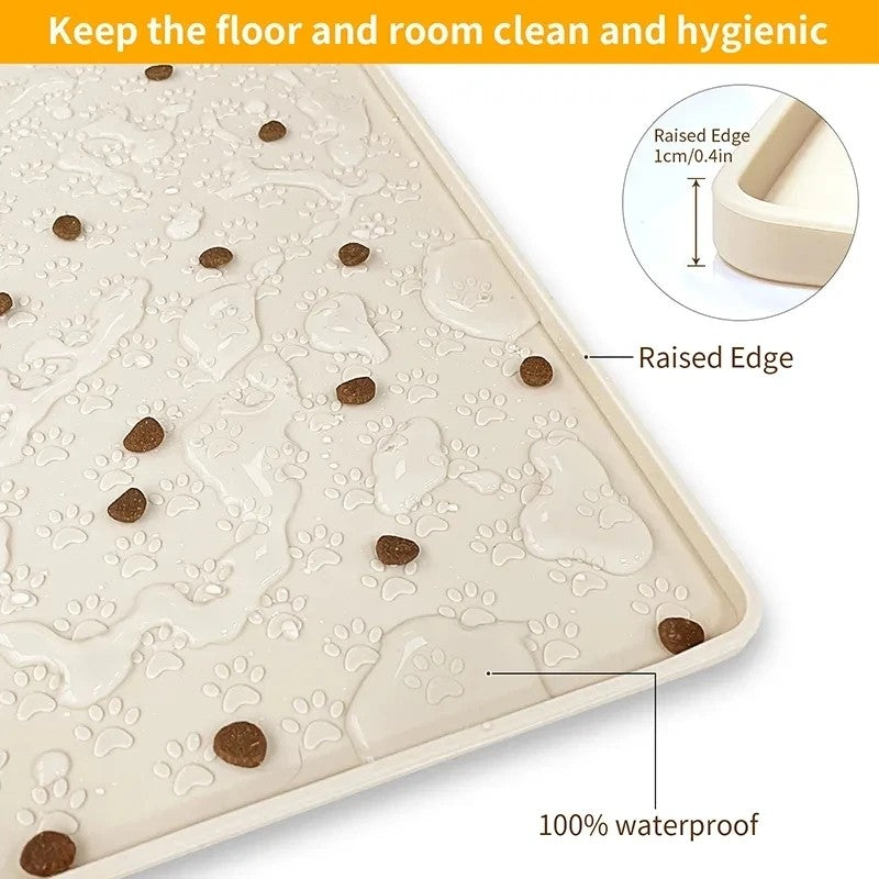 Tapete de alimentação para animais de estimação, cães e gatos, bebedouro e comedouro, tapetes para alimentação de gatos, tapete de tigela de comida para cães, almofada de silicone à prova d'água para tigela de animais de estimação