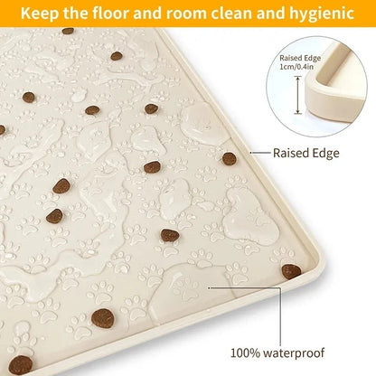 Tapete de alimentação para animais de estimação, cães e gatos, bebedouro e comedouro, tapetes para alimentação de gatos, tapete de tigela de comida para cães, almofada de silicone à prova d'água para tigela de animais de estimação