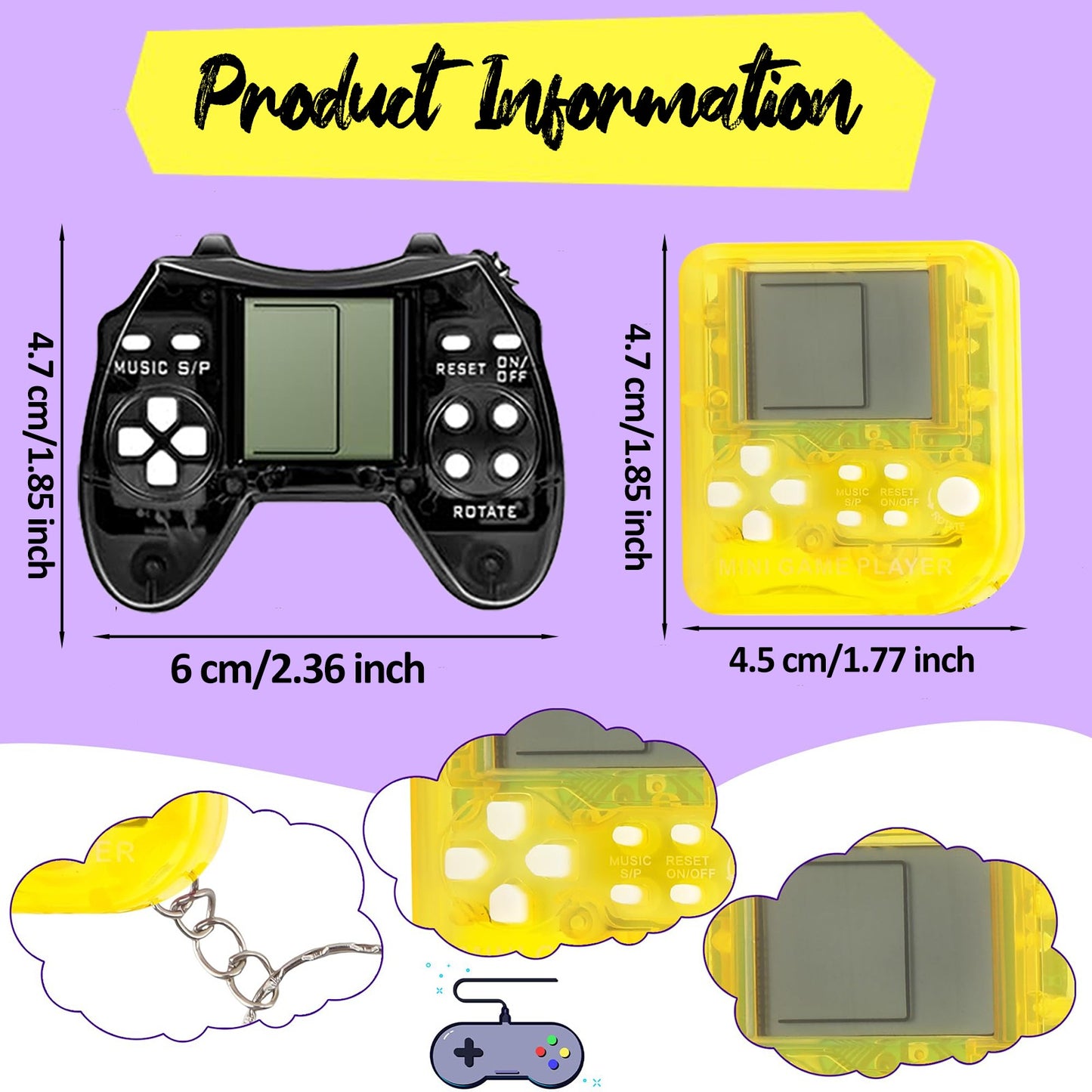 6-48Pcs Video Game Party Favors for Classic Game Console Keychain Birthday Joypad Souvenir School Valentine Gifts