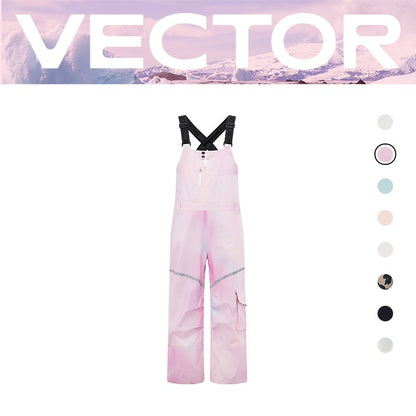 VECTOR Thick Men Women Ski Pants Straight Overalls Jumpsuit Skiing Bib Waterproof Winter Warm Windproof Outdoor Sports Snowboard