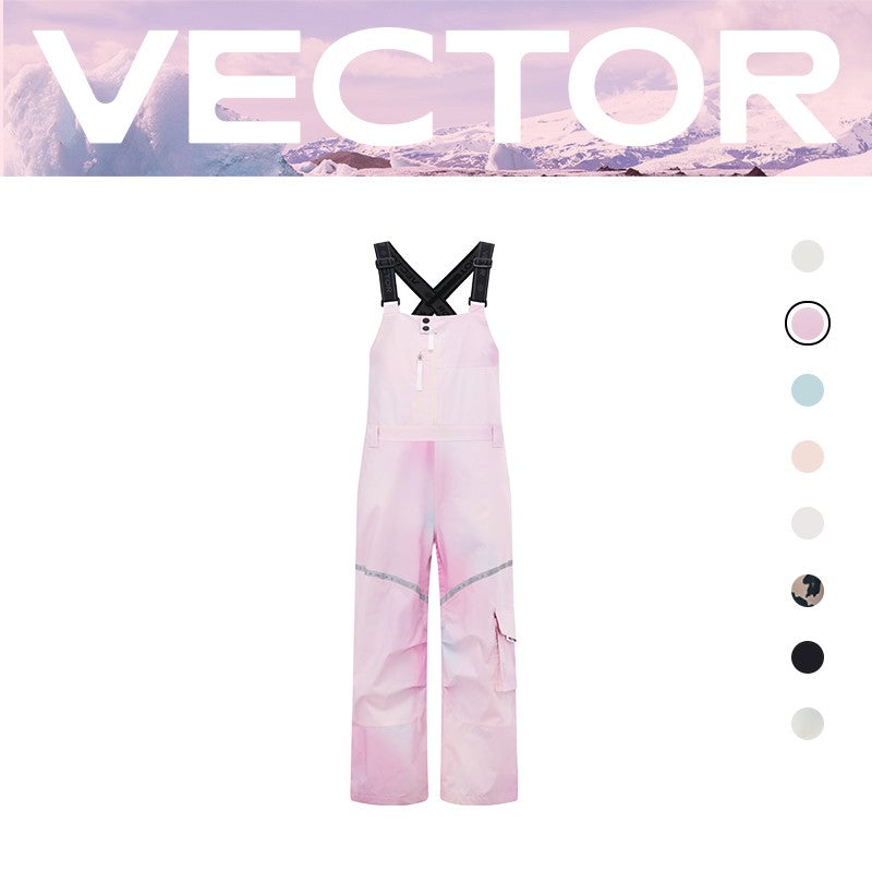 VECTOR Thick Men Women Ski Pants Straight Overalls Jumpsuit Skiing Bib Waterproof Winter Warm Windproof Outdoor Sports Snowboard