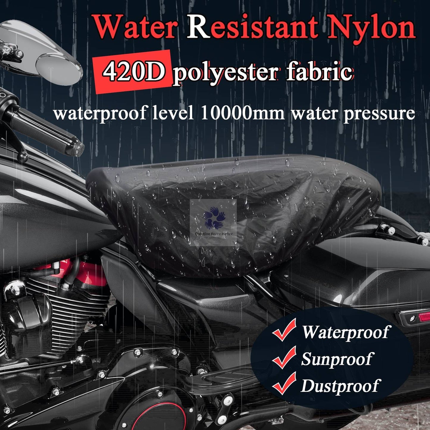 Capa de Chuva para Banco de Moto Protetor Impermeável para Moto Harley Kawasaki BMW Honda Sportster Softail Fat bob Dyna