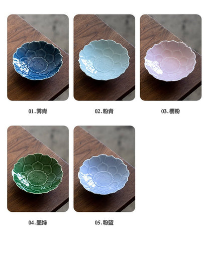 Ceramic Lotus Fruit Dishes Handmade Pastry Plate Self-help Display Home Table Decoration Trays Sharing Plate Supplies Gift Craft
