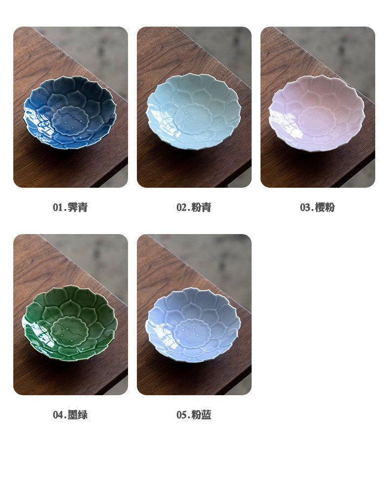 Ceramic Lotus Fruit Dishes Handmade Pastry Plate Self-help Display Home Table Decoration Trays Sharing Plate Supplies Gift Craft