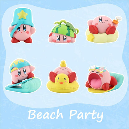Jogo Kirby Beach Série Figuras Personagens de Desenhos Animados Bonitos Enfeites de Mesa Estatueta Coleção de Modelo PVC Presente de Aniversário para Fãs