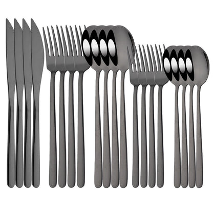 20Pcs Pink Silver Dinnerware Set Knife Dessert Fork Spoon Flatware Cutlery Set 304 Stainless Steel Silverware Tableware Kitchen