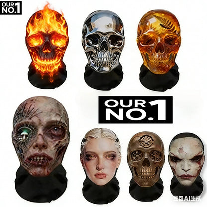 Realistic 3D Horror Skull Zombie Full Face Mask Breathable Mesh Headgear Cosplay Prop for Halloween Party Prank Carnival Costume