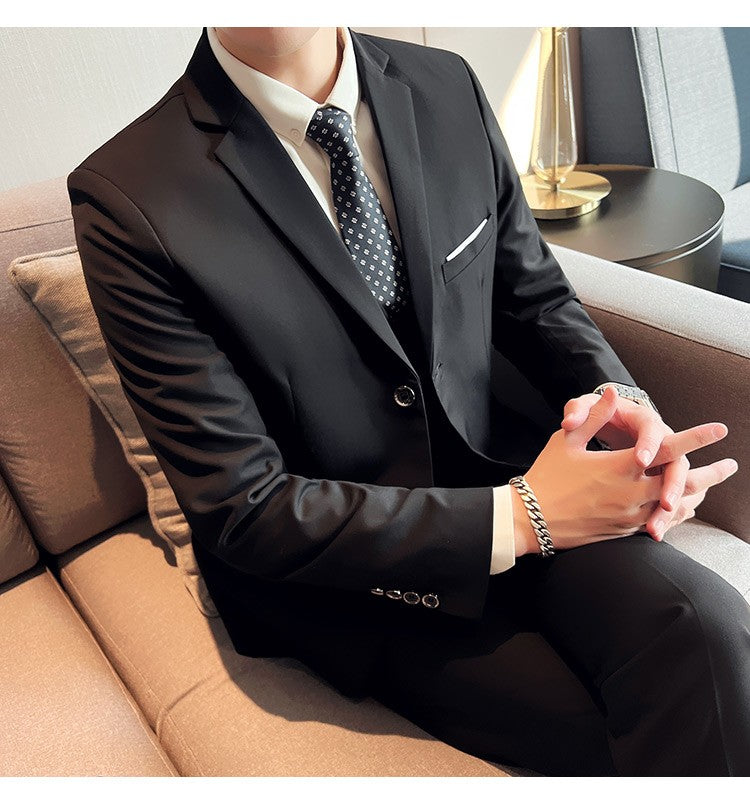 Men's High-Quality 3-Piece Business Casual Wedding Suit Vest Trousers Set Handsome Fashion Banquet Clothing S-6XL