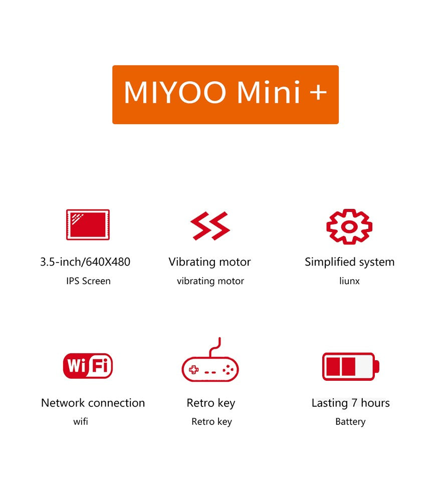 MIYOO Mini Plus Portable Retro Handheld Game Console 3.5"IPS HD Screen Mini+ Players Children's Gift Classic Gaming Emulator