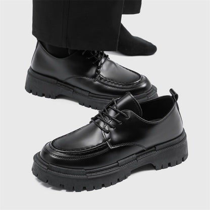 Fashion Thick Sole Leather Shoes Men Casual Shoes Classic Business Men Dress Shoes Breathable Lace-Up Handmade Shoes Moccasins