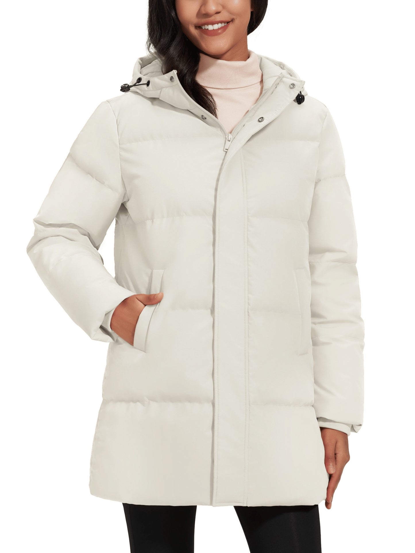 TACVASEN Winter Quilted Duck Feather Down Jackets Womens Padded Puffer Warm Hooded Long Coats Thermal Waterproof Thick Outerwear