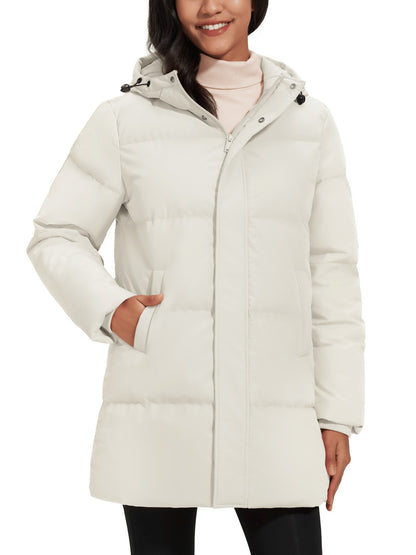 TACVASEN Winter Quilted Duck Feather Down Jackets Womens Padded Puffer Warm Hooded Long Coats Thermal Waterproof Thick Outerwear