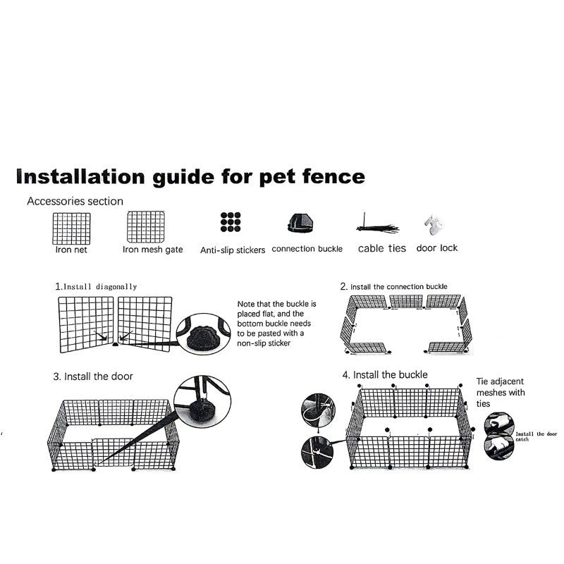 Painéis de Cerca para Pets DIY, Painéis Simples de Malha de Arame para Gaiolas de Coelhos, Gatos e Cães, Cercas Empilháveis e Montáveis, Gaiolas Multifuncionais