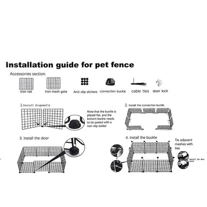 Painéis de Cerca para Pets DIY, Painéis Simples de Malha de Arame para Gaiolas de Coelhos, Gatos e Cães, Cercas Empilháveis e Montáveis, Gaiolas Multifuncionais