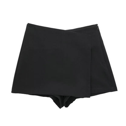 MUJER 2025 Asymmetric Skort For Women Black High Waist Mini Skirt Shorts Women C