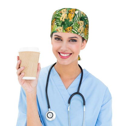 Boné cirúrgico personalizado O Rei Leão, divertido, para homens e mulheres, chapéu de esfoliação, gorro de enfermeira para dentista