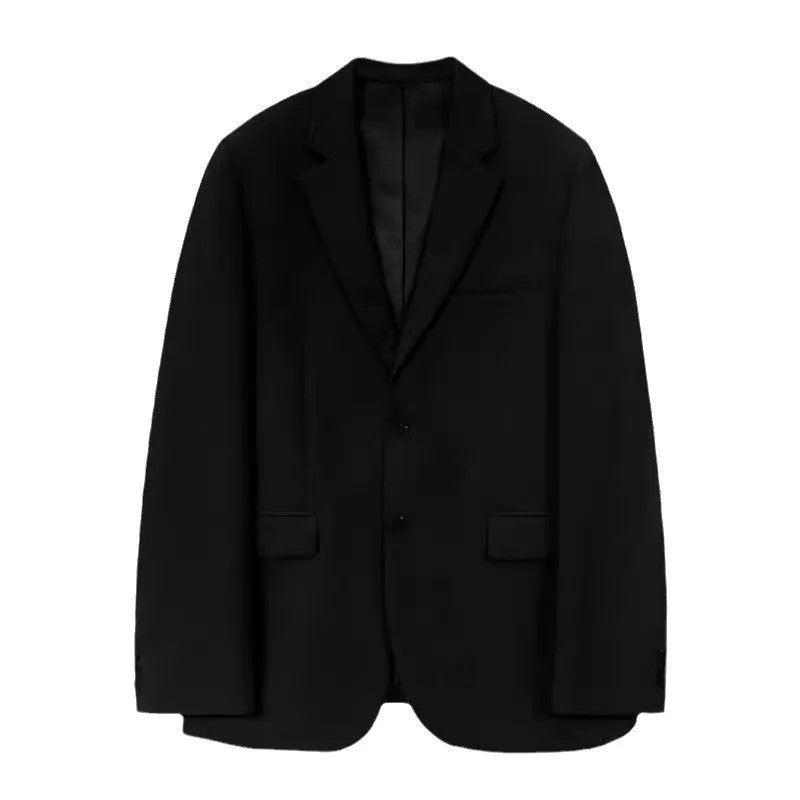 Korean Men's Casual Blazer Western-style Loose-fit Black Single-breasted Jacket Autumn Trendy Dongdaemun Style Clothes