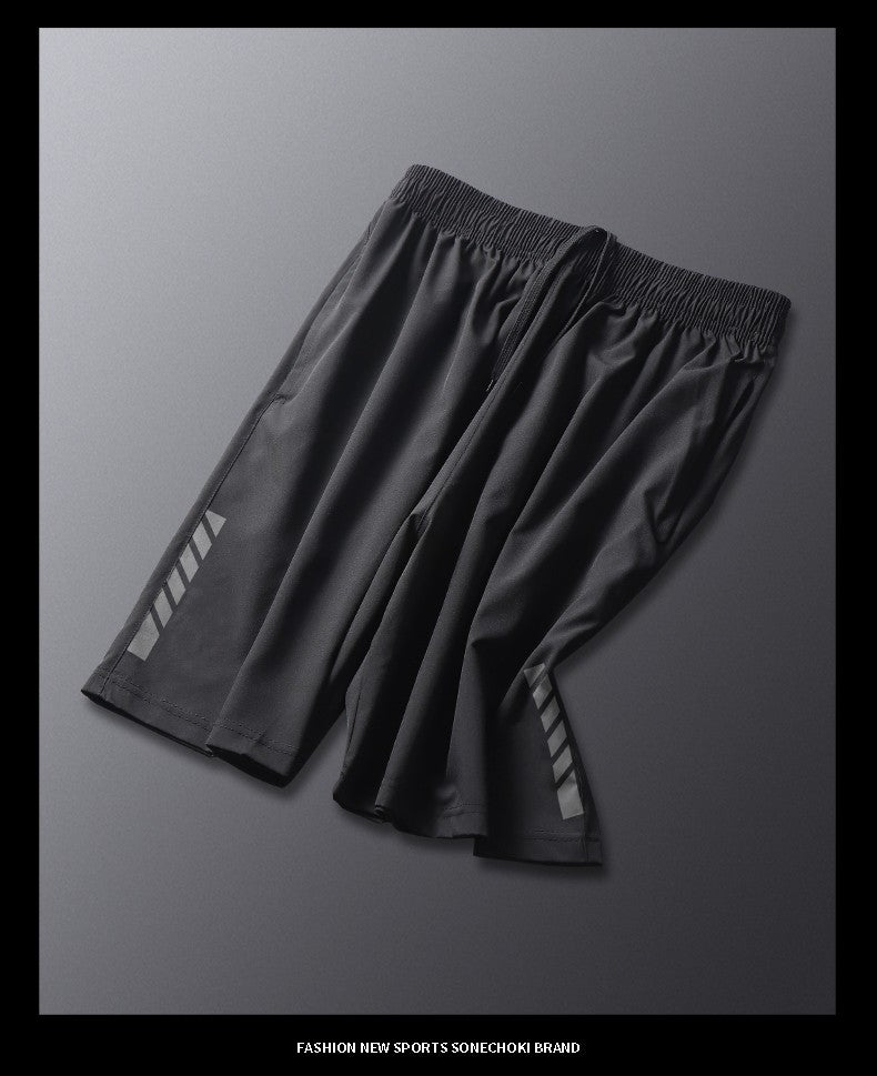 New Black Running Shorts Men Striped Printing Loose Basketball Sport Gym Breathable Shorts Fitness Training Workout Bottom Male