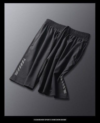 New Black Running Shorts Men Striped Printing Loose Basketball Sport Gym Breathable Shorts Fitness Training Workout Bottom Male