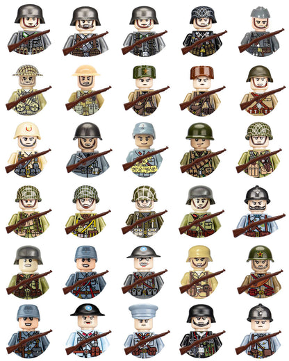 Brinquedos de blocos de montar para crianças: Modelos de Mini Armas de Exército Nacional de Guerra de Soldados de Infantaria da Segunda Guerra Mundial