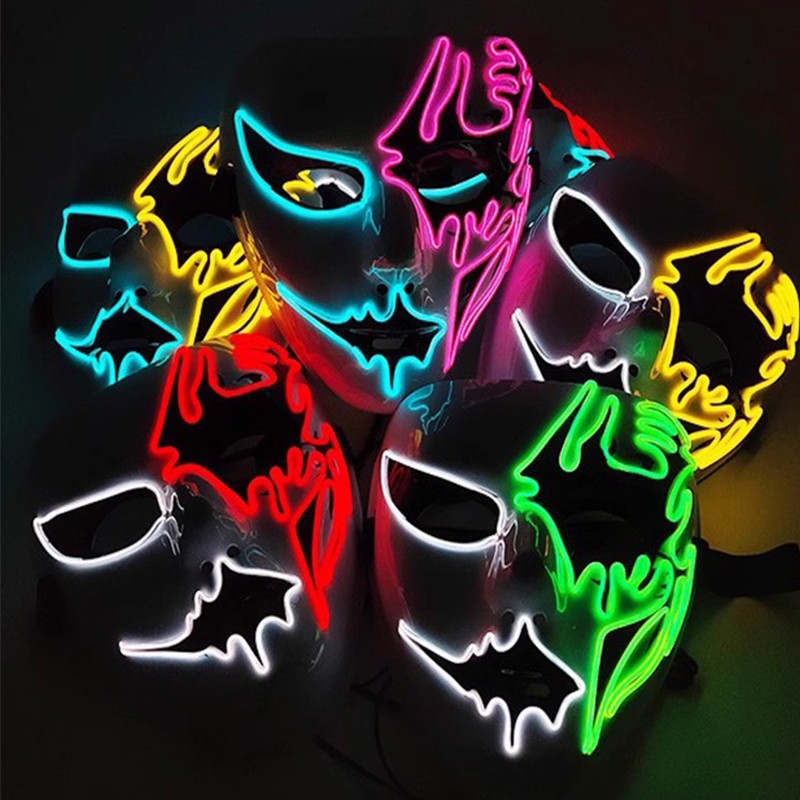 Shuffle Dance Mask Luminous Purge Mask Devil Glowing Masquerade Cosplay Mask for Halloween Horror Haunted House Props