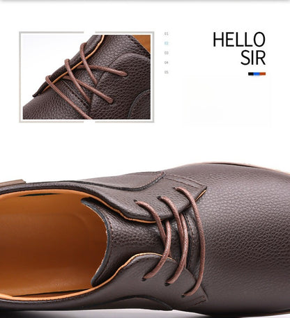 Men's Casual Business Leather Shoes Men Fashion Lace-up Derby Shoe Mens Light Comfortable Outdoor Driving Flats