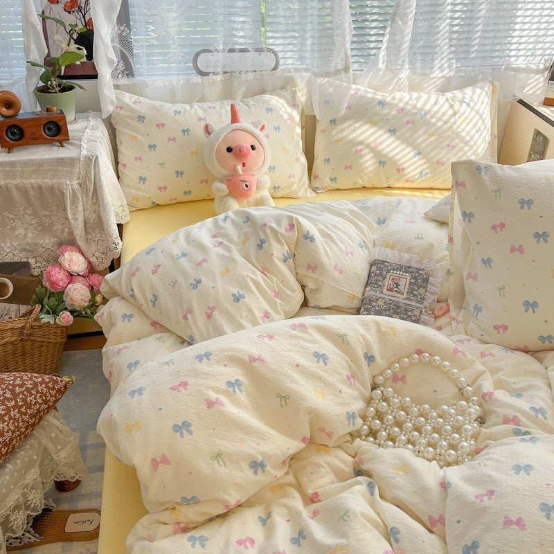 Cute Duvet Cover Set 3-Piece Breathable Ultra-Soft Bedding Set with 1 Duvet Cover and 2 Pillowcases, Sweet Girly Bed Set Decor