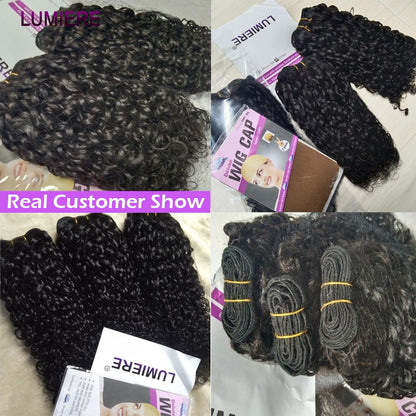 Cabelo Virgem Cru Barato de 30 Polegadas Birmanês Pixie Cacheado Ondulado (Bundle Deal) Cabelo Humano 100% Cru Cacheado Profundo 3/4 Pacotes de Extensão de Cabelo