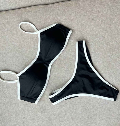 2025Sexy Bikini Women Swimsuit Female Swimwear Bandeau Biquini Thong Bathing Suit Shiny Swimming Suits Halter Bodysuit Beachwear