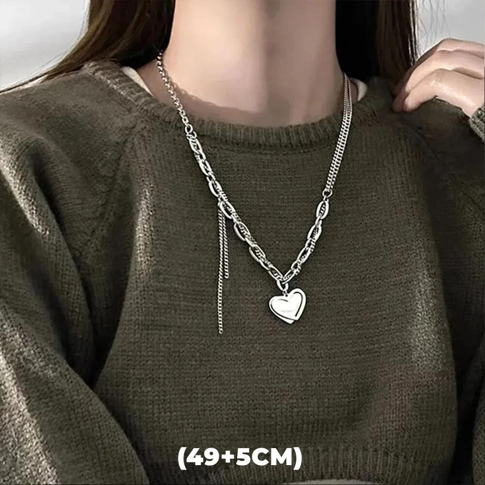 Colar de Hip Hop Zircon Star Camada Dupla Masculino Feminino Tendência Charme Aço Titânio Pingente Corrente Unissex Joias Atacado