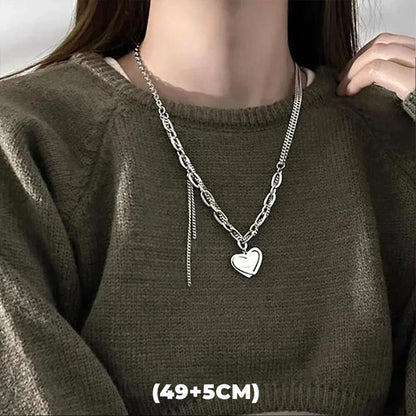 Colar de Hip Hop Zircon Star Camada Dupla Masculino Feminino Tendência Charme Aço Titânio Pingente Corrente Unissex Joias Atacado