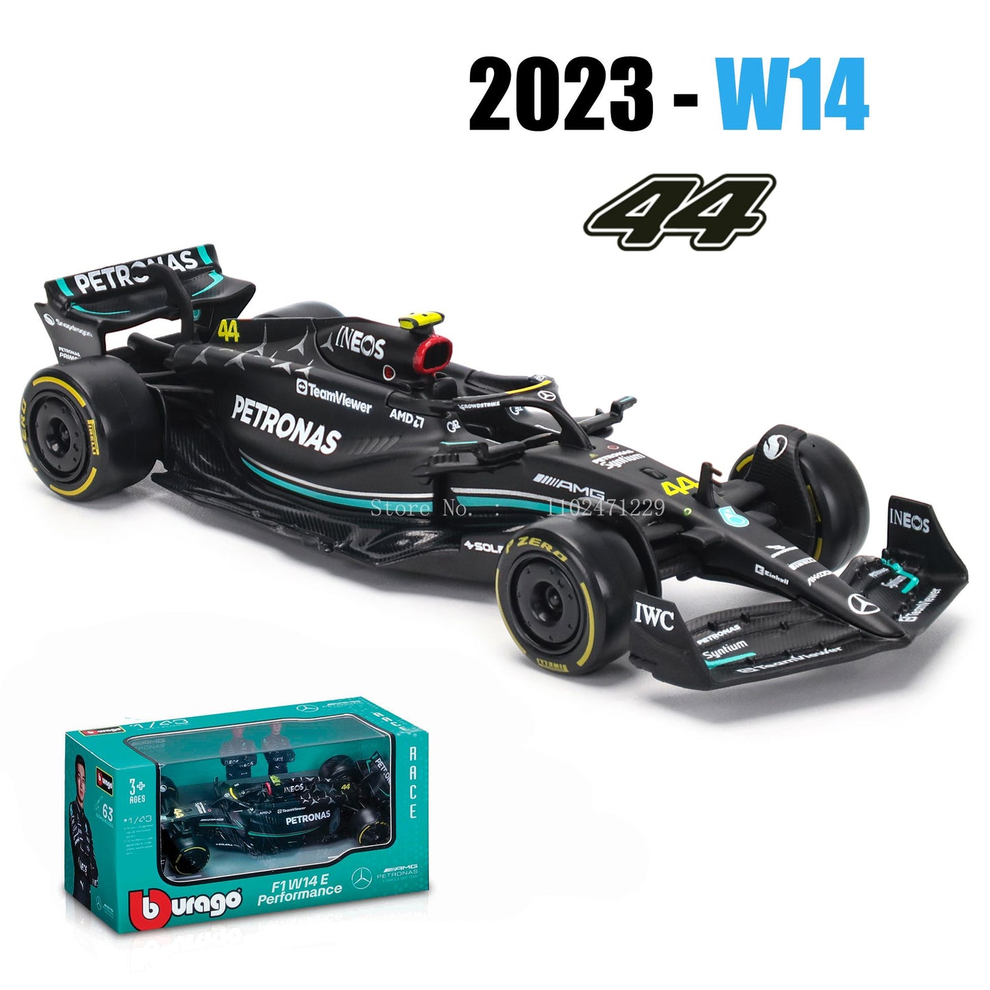Bburago 1:43 F1 Aston Martin Aramco F1 Team AMR23 2023 #14 Alonso #18 Stroll Carro de Liga Metálica Modelo Fundido Colecionável