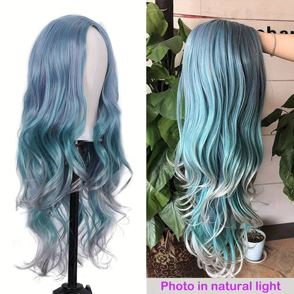 Gradient color synthetic wig cosplay anime wig COS Harajuku style colorful long curly hair headgear lolita
