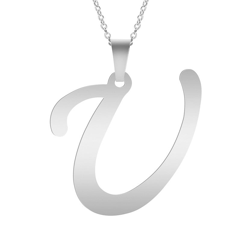 Colar de Letras de Moda A-Z para Mulheres Homens Aço Inoxidável de Alta Qualidade Colar Alfabeto Inglês A B C D E F G H I J K L M N O P Q R S T U V W X Y Z