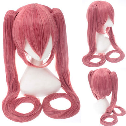 120CM Long Synthetic Hair Clips 2 Ponytails Lolita Green Pink Heat Resistant Party Wigs Synthetic Hair Hatsune Miku Wig Cosplay