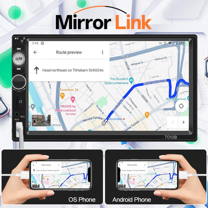 Hippcron 2 Din Car Radio Multimedia MP5 Player 7 inch HD Touch Screen Support AUX/USB/TF Mirror Link 12V Vehicles Universal