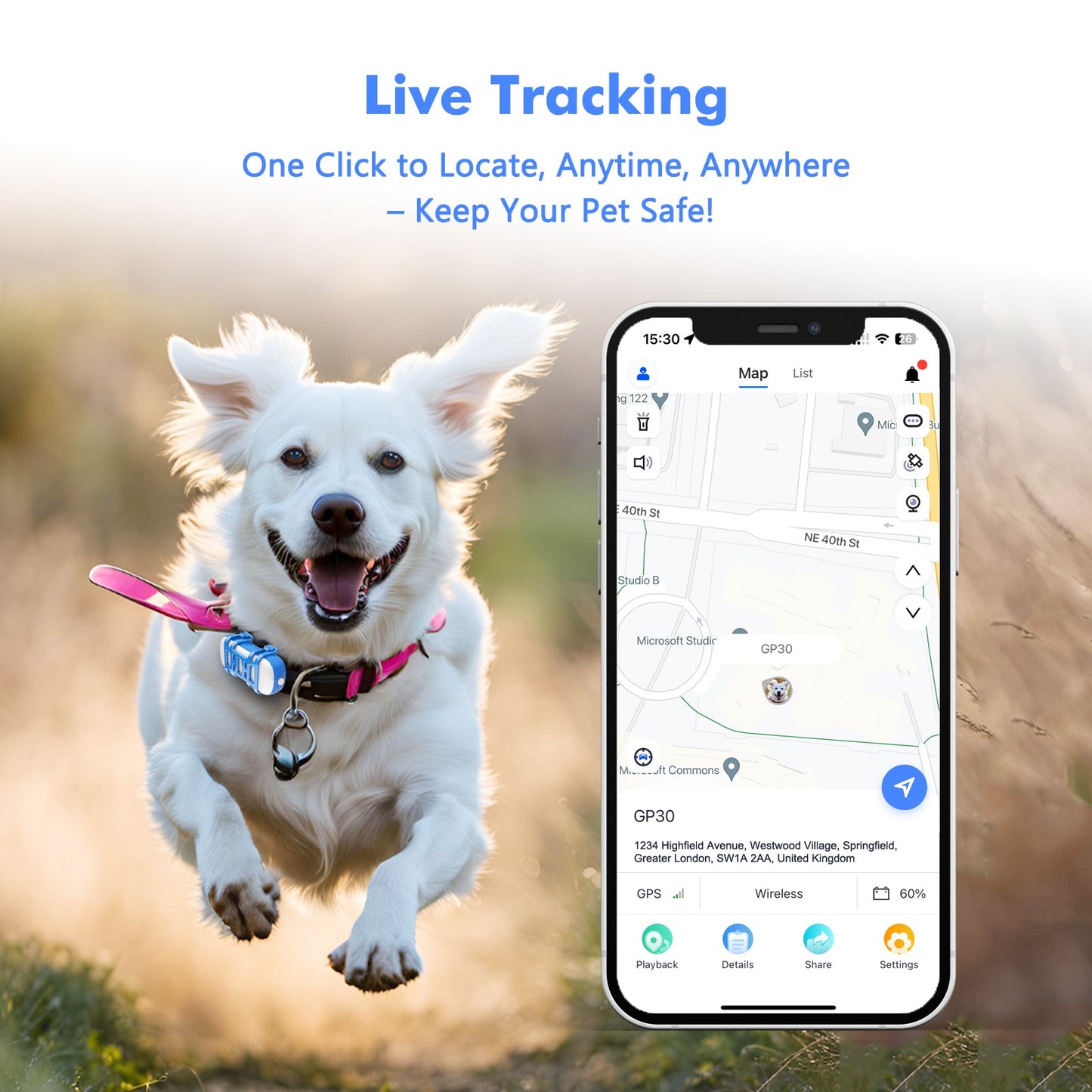 Rastreador GPS 4G para Cães e Gatos - Localizador Inteligente à Prova d'Água com Aplicativo, Rastreamento em Tempo Real e Busca por Luz/Som com Assinatura