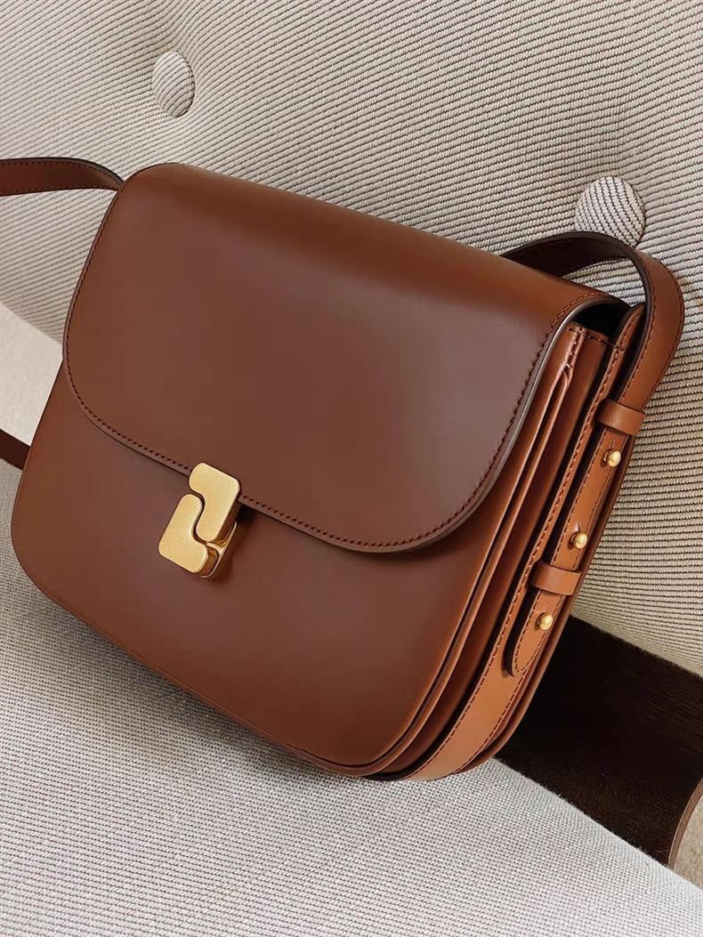 New genuine leather tofu bag for women with a high-end feel, single shoulder crossbody small square bag, commuting bag for women