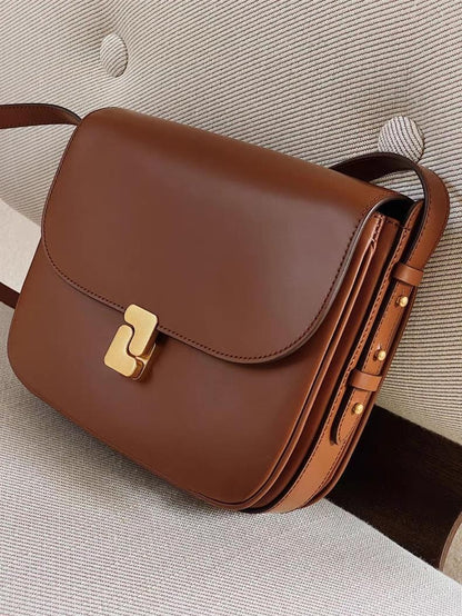 New genuine leather tofu bag for women with a high-end feel, single shoulder crossbody small square bag, commuting bag for women