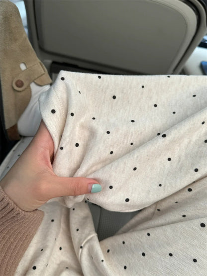 Grey Polka Dot Wide Leg Casual Pants Women's 2025 Autumn Winter New Loose High Waist Slimming Long Straight Leg Trousers Soft