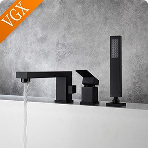Torneiras de banheiro VGX de luxo douradas para lavatório, torneira misturadora para pia, torneiras de pia gourmet, torneira de água quente e fria, latão cromado preto cinza