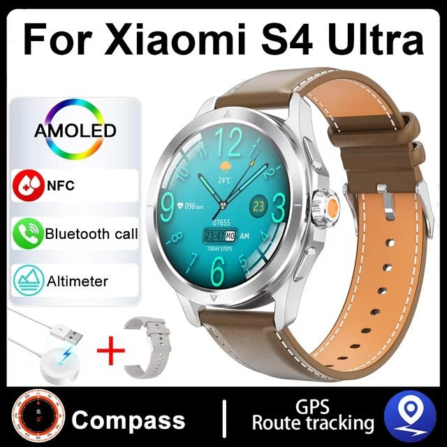 Novo Para Xiaomi S4 Ultra Outdoor Sports Smart Watch Masculino 1,53 polegadas AMOLED NFC GPS Bússola Frequência cardíaca À prova d'água Chamada BT Smartwatch