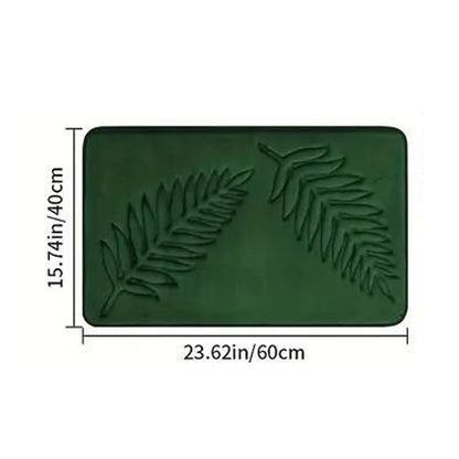 Conjunto de 3 Peças de Tapetes de Banheiro em Espuma de Memória, Ultramacios e Absorventes, com Estampa de Folhas, Tapetes de Banho Grossos e Laváveis Para Vaso Sanitário e Banheira