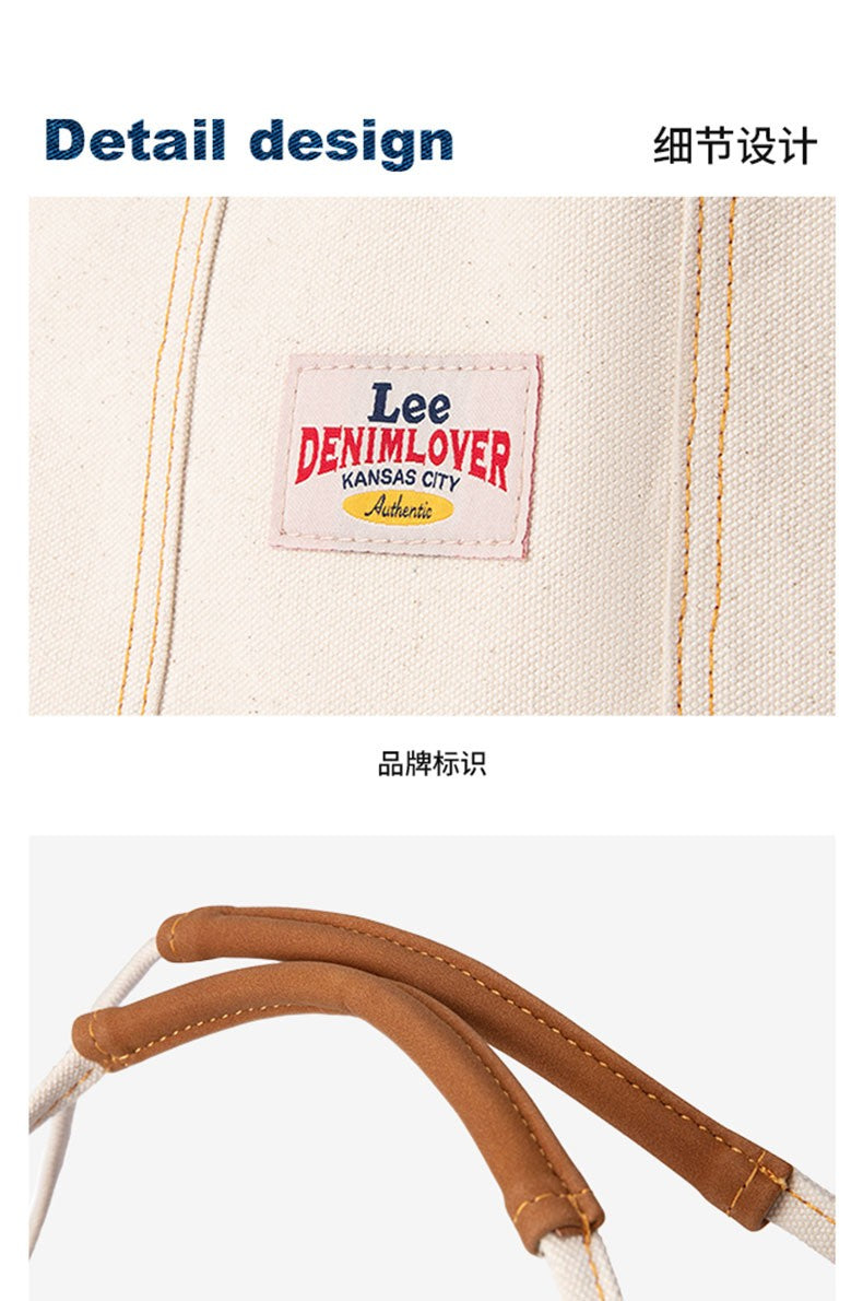 LEE Large Capacity Strong Denim Tote Bag Women High Quality White Canvas Handbag Ladies Daily Traveling Shopping Shoulder Bags