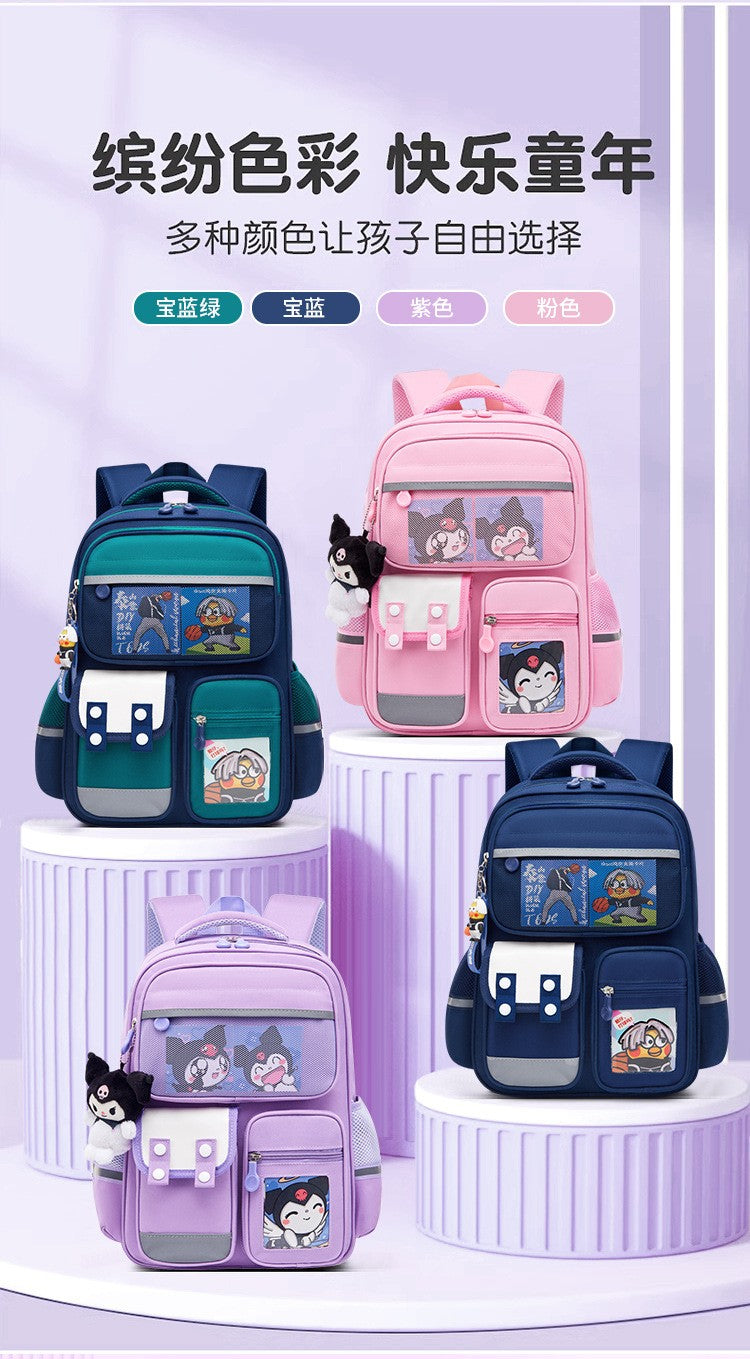Mochila infantil de grande capacidade estilo britânico para meninas do ensino fundamental, leve, que reduz o peso e protege a coluna vertebral