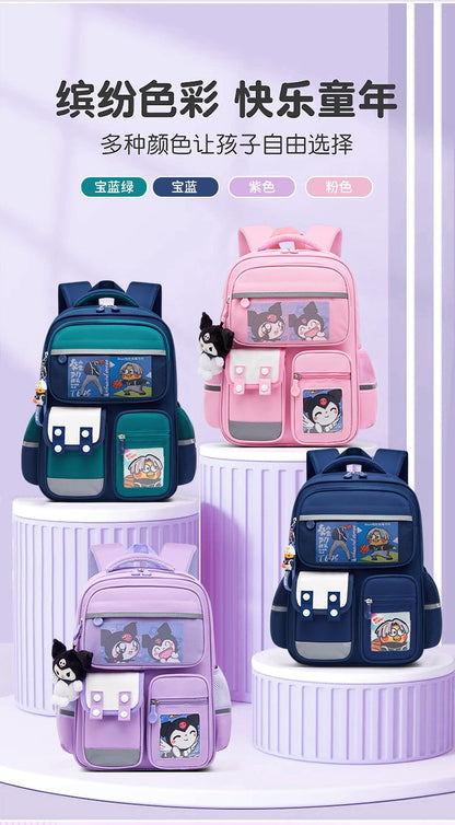Mochila infantil de grande capacidade estilo britânico para meninas do ensino fundamental, leve, que reduz o peso e protege a coluna vertebral