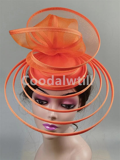 Chapéu Fascinator de Igreja Véu de Casamento de Malha Feminino para Festa Banquete Chapéu Boné Faixa de Cabelo Feminina Festa Chá Royal Ascot Chapéus Pillbox