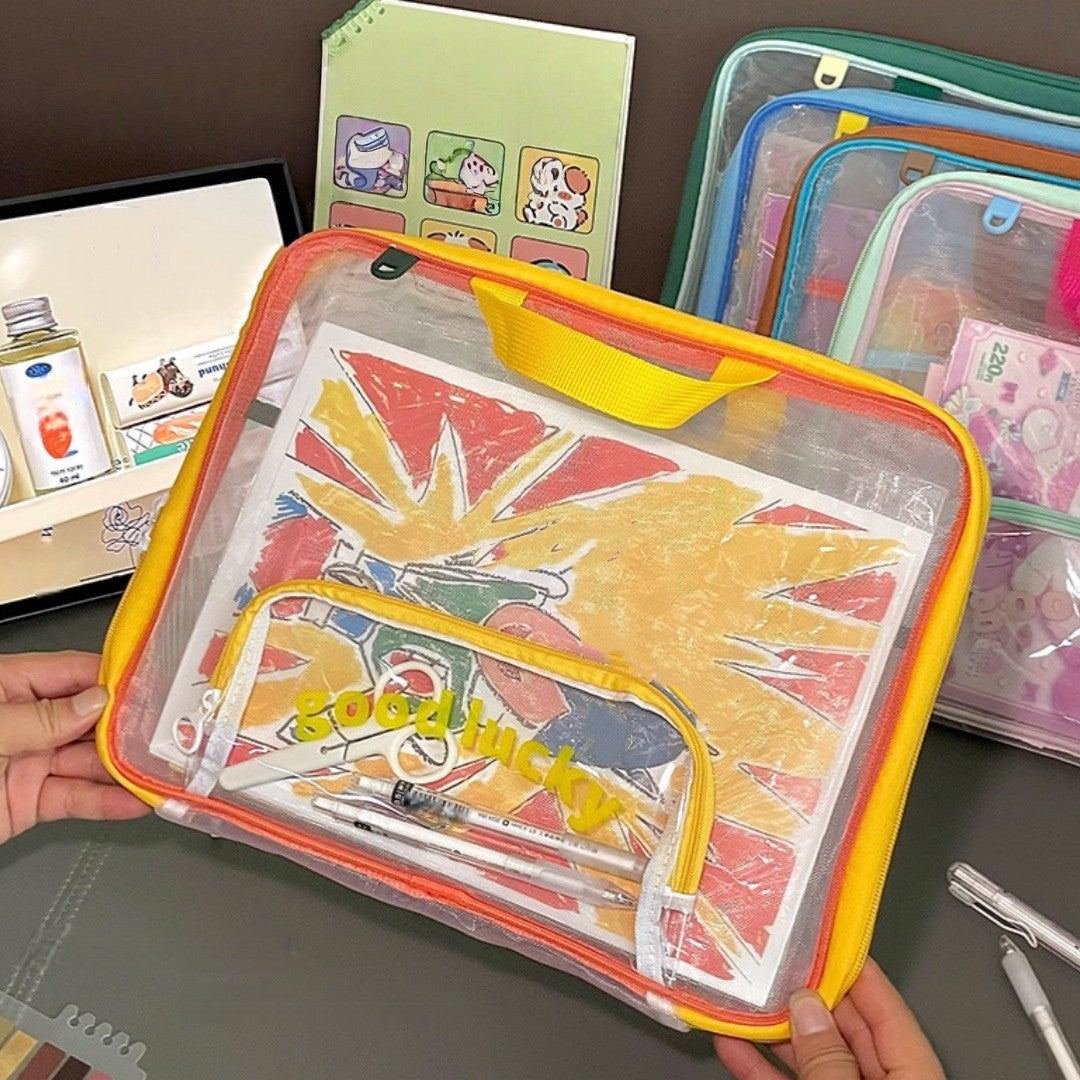 1 handheld file storage bag - 3-layer large capacity for organizers, durable file holders, school, office, home organizations -