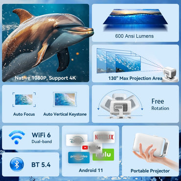 DITONG X3 Plus HD projector Native 1080P support 4K Android projector Auto-focus LED Video Home theater mini Movie projection